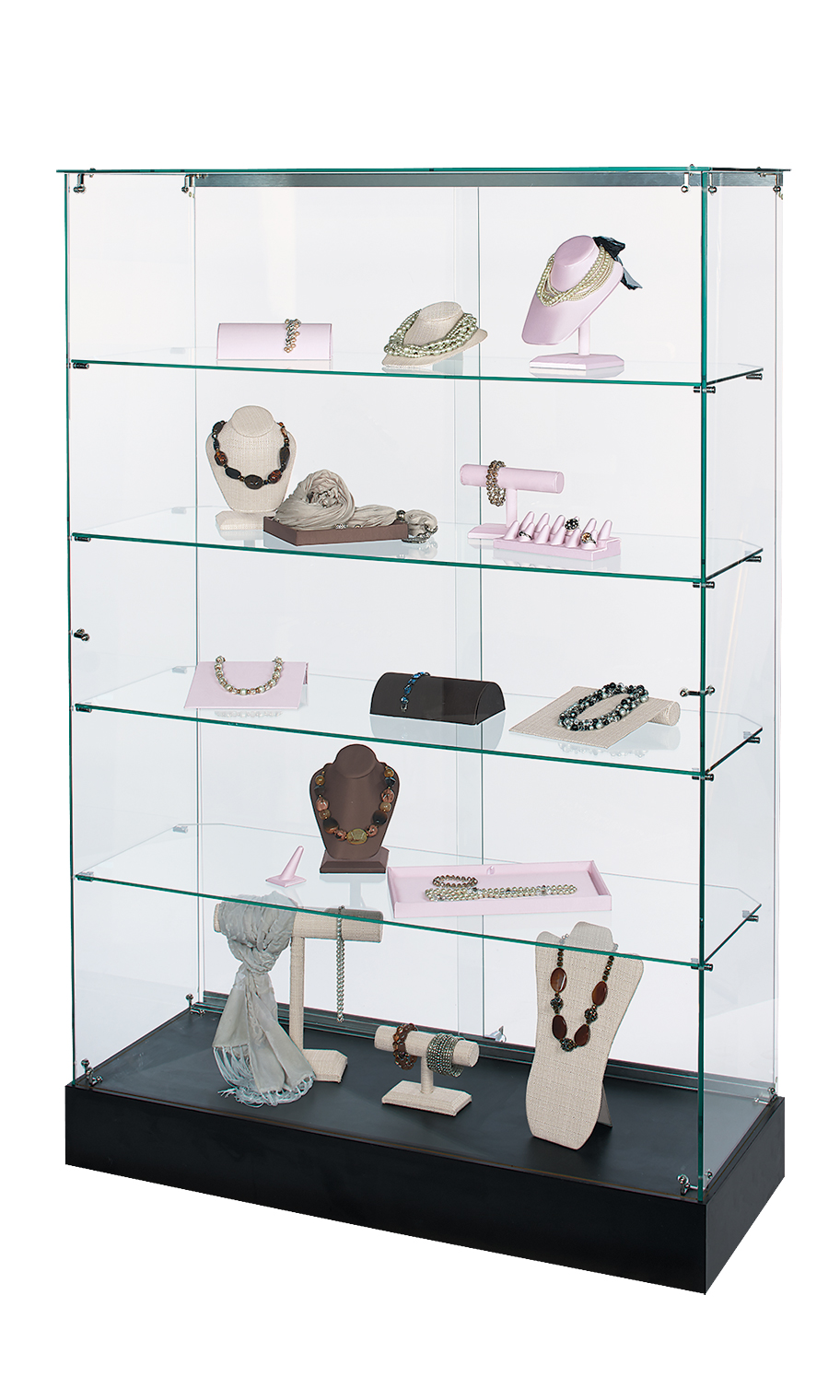 How much weight can each glass shelf hold safely?