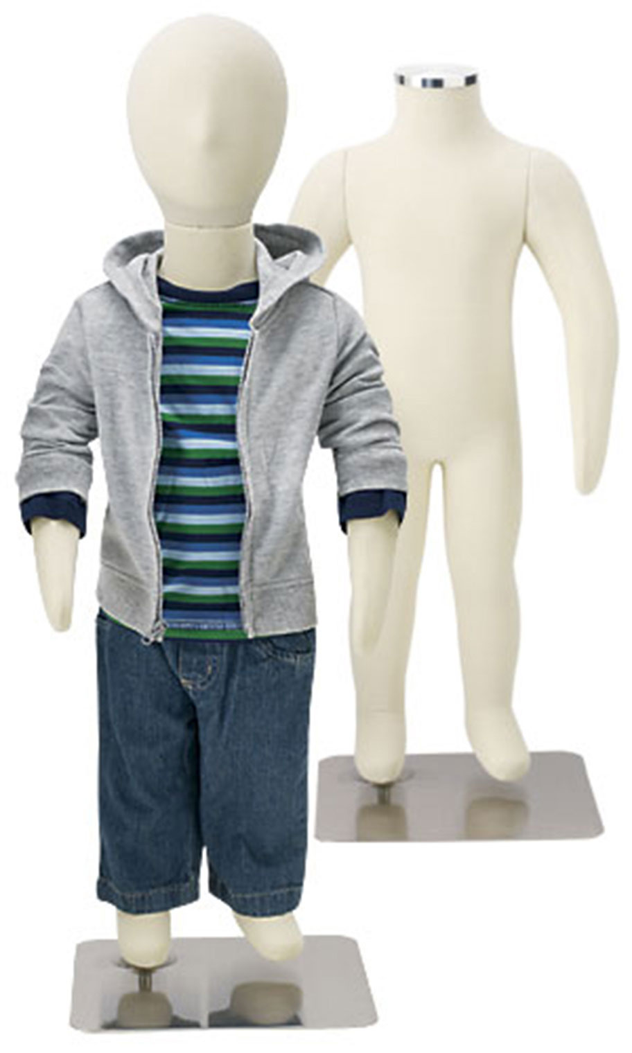 What are the dimensions of the base of this small flexible youth mannequin #70370 and the circular base on the baby flexible mannequin #70369?