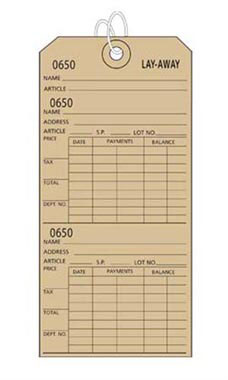3W x 6H inch Strung Off-White Perforated Layaway Tags Questions & Answers