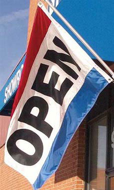 Are the letters sewn on "open" flag or just "glued" on?