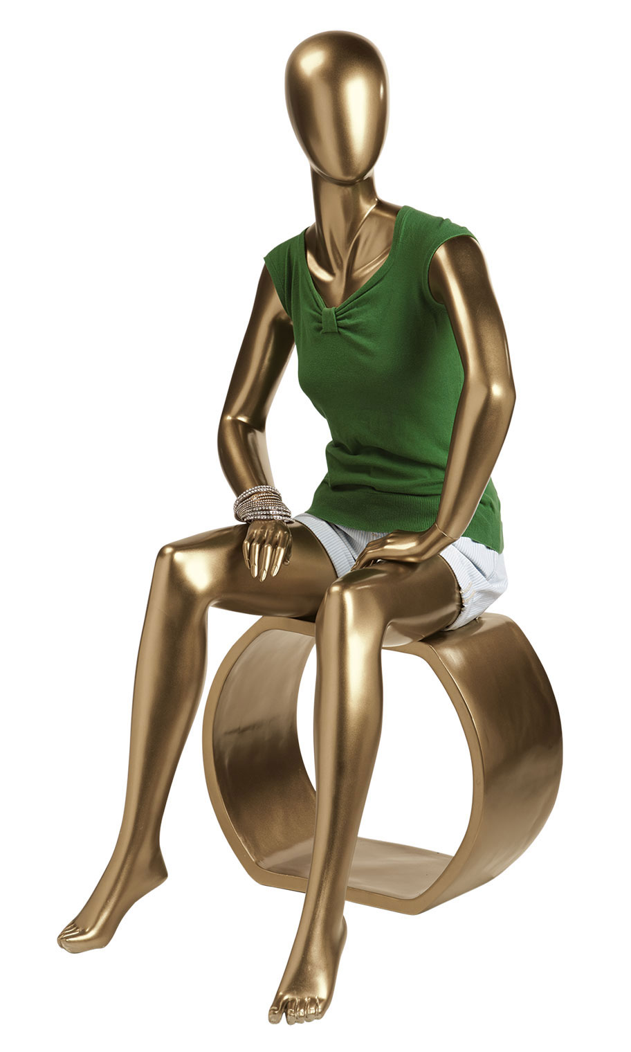 Female Gold Sitting Fiberglass Mannequin Questions & Answers